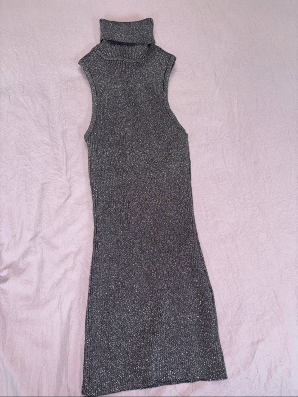 bebe Metallic Charcoal Sleeveless Turtleneck Midi